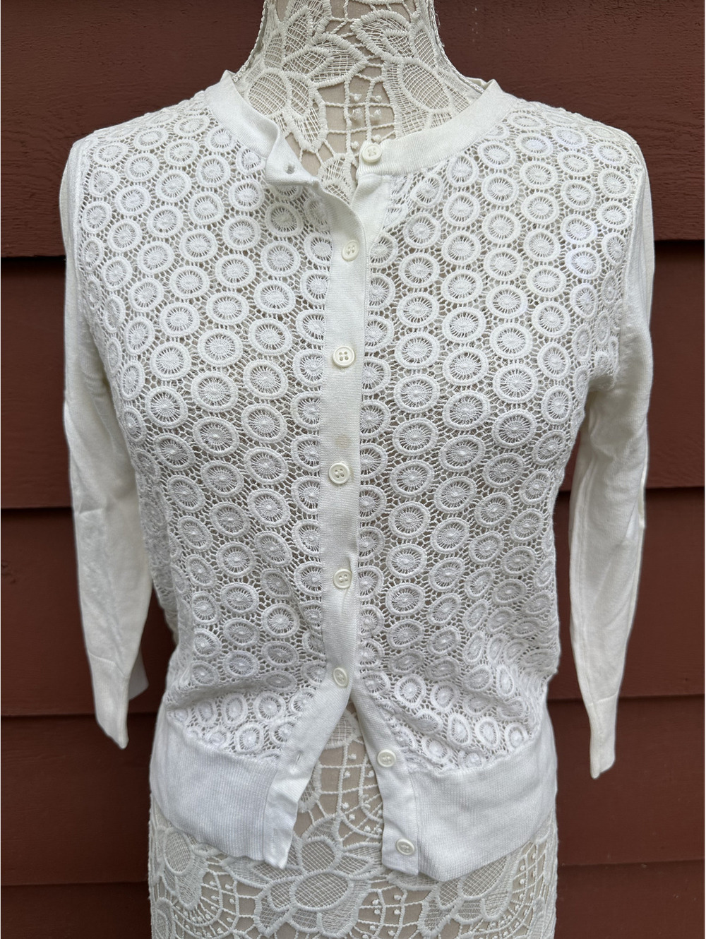 Premise Studio White Crochet Lace Cardigan Bohemian Fairycore Coquette Girl